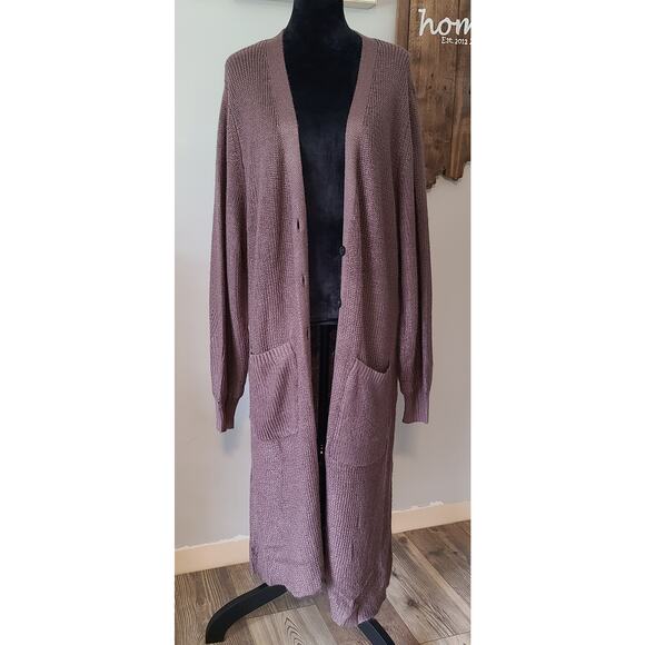 City Chic Cardigan Sweater Button Front Mocha Chunky Knit Long Line Womens XXS12 - Picture 1 of 8